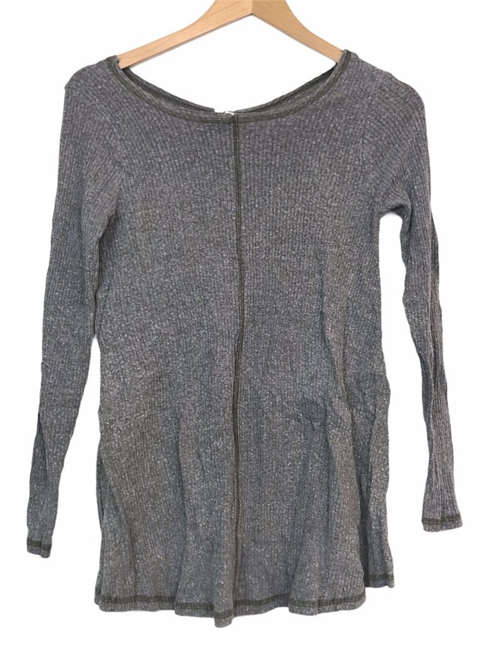 PPLA CLOTHING PEOPLE'S PROJECT LA Girls Gray Ribbed Long Sleeve Knit Tee Medium